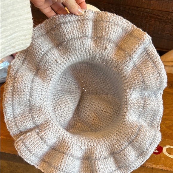 Elegant Gray Crochet Hat with Floral Accents